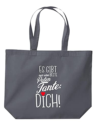 Shirtinstyle Beutel Tasche, Es gibt nur eine Beste Patentante Dich!, Familie Verwandschaft, Liebe, Freude, Dankbarkeit, Jute, Shopper, Beutel, Tasche, Farbe Dunkelgrau Cover