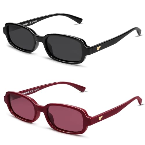 Image of VANLINKER Retro Rectangle Polarized Sunglasses for Women Men Small 90s Style Vintage Trendy Narrow Rectangular Frame VL9813