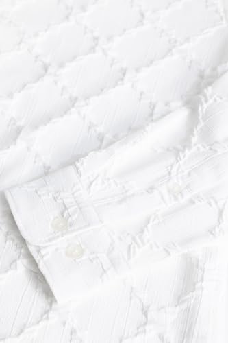Image of SNITCH TextuRiche White Slim Fit Textured Shirt