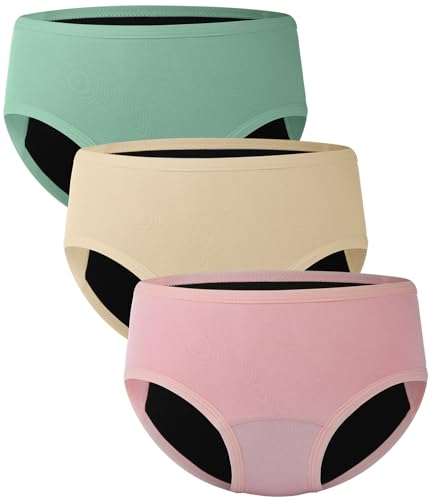 BAMBOO COOL Teens Girls Period Underwear Wider Lining Instant Absorption Menstrual Leakproof Briefs Soft Breathable Panties