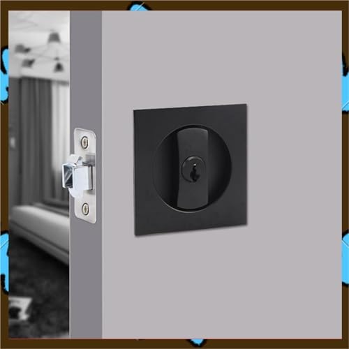 Cerradura para Puerta de Bolsillo 3X Cerradura Negra para Puerta Corredera con Llaves, Diseño Contemporáneo para Privacidad miniatura 2