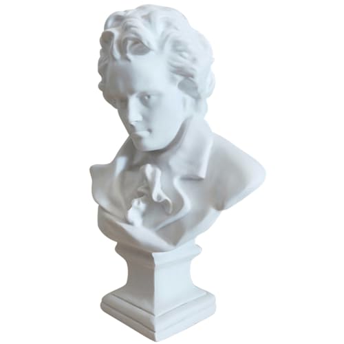 FOMIYES Scultura in Resina Ritratto di Beethoven, Busto in Imitazione Gesso Nordico, Decorazione Artistica per Casa, Ufficio e Studio, Ornamento Artigianale Facile da Pulire