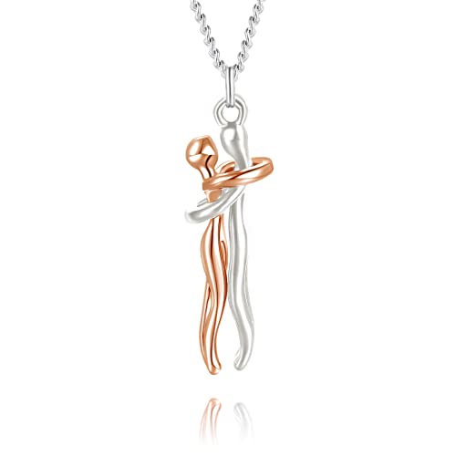 Collana Con Ciondolo Abbracciare Collana Bicolore, Affettuoso coppia abbracciare ciondolo collana per le donne stile punk collana amore dichiarazione gioielli regalo di San Valentino