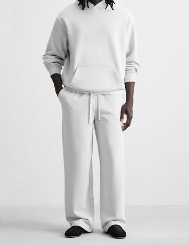 Image of HeSaYep Men's Baggy Sweatpants Cotton Fleece Wide Leg Sweat Pants