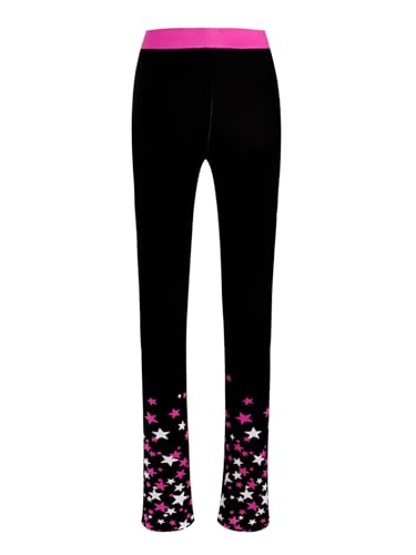 Kids Girls Figure Skating Pants Color Block Star Printed Ice Skating Practice Leggings Footless Dance Training Tights4