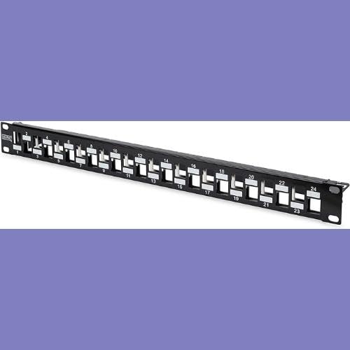 Panneau De Brassage Modulaire 19" 24 Ports - Blindé Cat6A + Modules Keystone - Rack 1U Noir