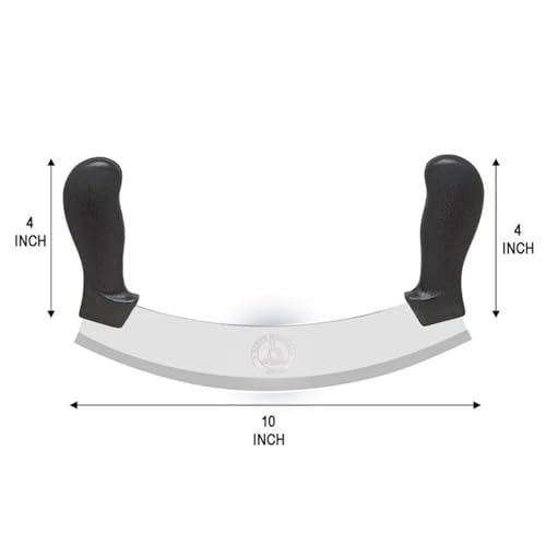 Image of UPDESH Pizza Cutter - Pizza Slicer - Mezzaluna /Mincing Knife - Double Handle Ideal for Mincing, Dicing, Chopping & Slicing (1)