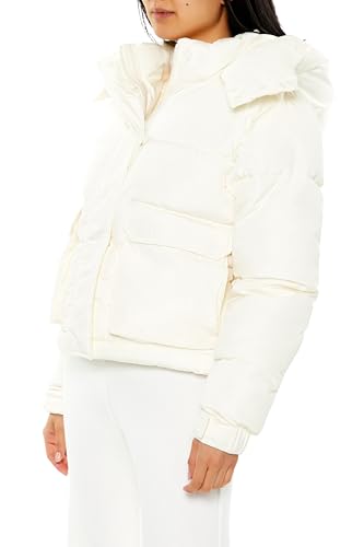 Cozy Vibes: Forever 21 Cream Hooded Drawstring Puffer Jacket for Women - Image 4