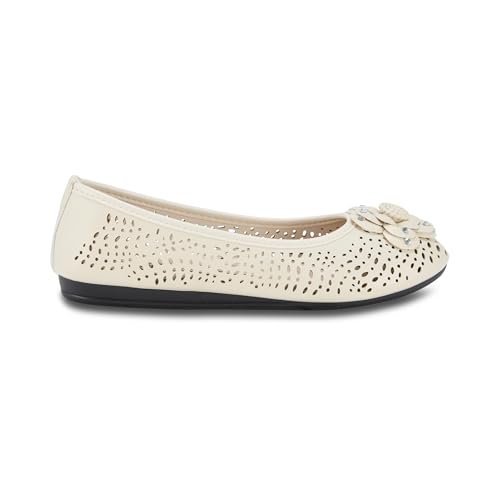 Antwerp Womens Flats Slip-On Shoes Comfortable with Memory Foam Eyelet Details & Rose Ornament4