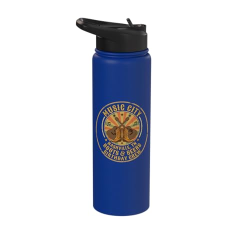 Music City Nashville TN Boots And Beers Birthday Crew Stainless Steel Insulated Water Bottle
