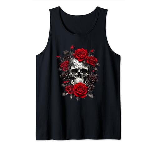 Squelette Metalhead Crânes et Roses Metal Rock Débardeur