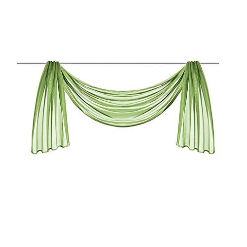 Ricemru Extra Lang Querbehang Freihanddeko Grün Vorhangschal Transparentem Voile Querbehang Gardine Schals Hochzeit Bogen Dekoration Wohnzimmer Schlafzimmer,140x400cm Cover