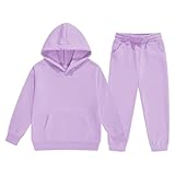 AIMAOMI girls clothes size 10 12, Girls Boys Tracksuit Pullover Hoodies Jogging Pants Set 2 PC Sweatsuit for Kids Fall Clothes Fashion Sweatshirt Sets(Light Violet, 7-8 Years)