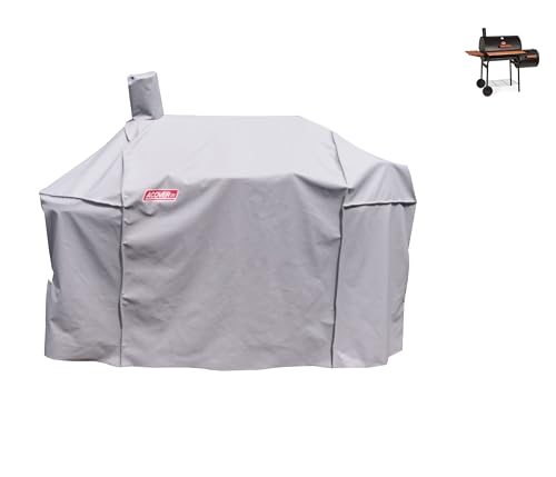 Image of Smoker Grill Cover Sized for Char-Griller Charcoal Grill 2190 and 2197 Heavy Duty Waterproof Patio 600D Canvas Barbeque BBQ Grill Cover G21623 (Grey)