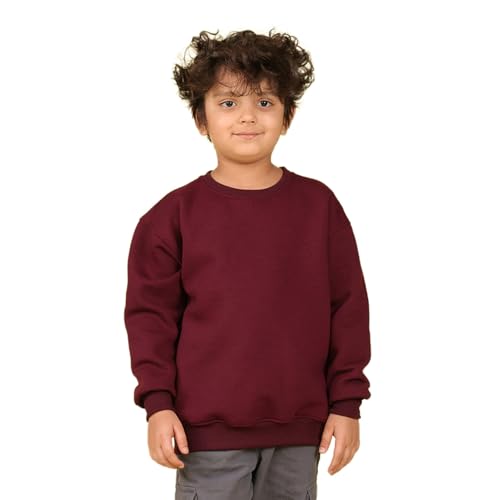 Image of Nusyl Boy's Black Solid Crew /Round Neck Sweatshirt |Skin Friendly Full Sleeve Sweatshirt|Drop Shoulder Oversized Sweatshirt | Round Neck Sweatshirt Oversized Fit Long Sleeves |