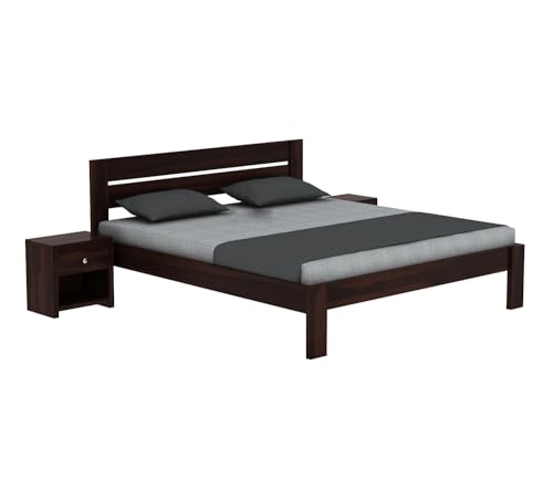 Image of Sheesham Wood King Size Bed Without Storage | Wooden Double Bed Cot Palang Furniture for Bedroom Living Room Furniture (Walnut Finish)