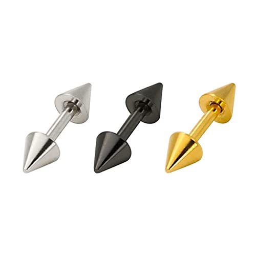 Pendientes de acero inoxidable de 3-5mm con cono geométrico pack de 3 pares unisex