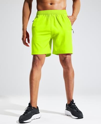 Image of MIER Men's Quick Dry Running Shorts with Zipper Pocket Elastic Waist Athletic Workout Exercise Shorts