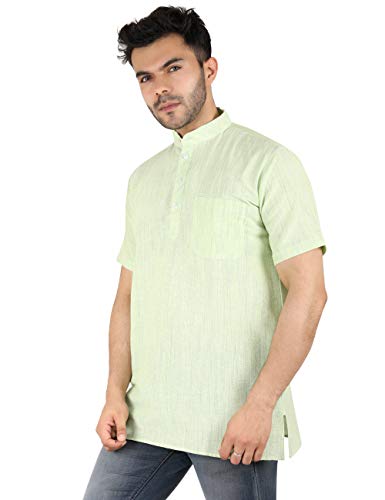 Image of LATEST CHIKAN Men's Cotton Regular Casual Strped Short Kurta Half Sleeves - (SK-LJ.DS.AS)