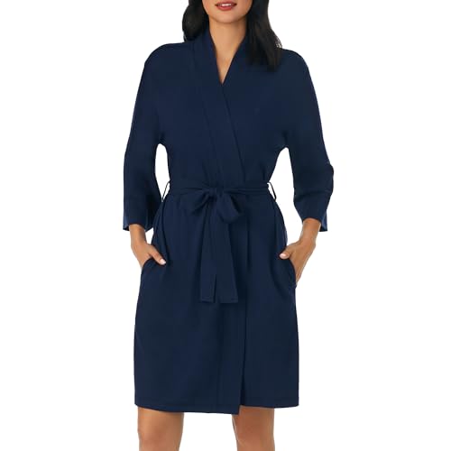 Image of Nautica Womens Soft Robe - Above Knee 3 /4 Length Sleeve Lightweight Robe - Cotton Knit Jersey Sleepwear and Loungewear