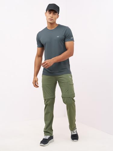 Image of Active Crew Neck Solid T-Shirt -Navy Blue