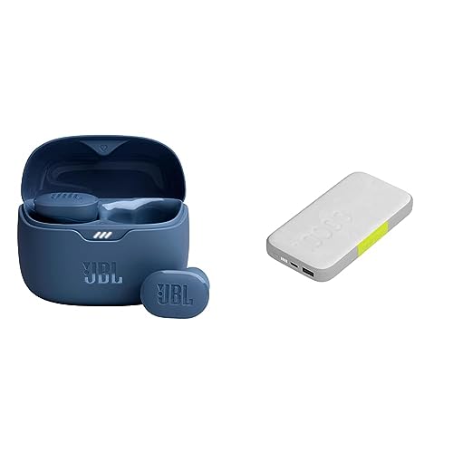 JBL Tune Buds - True Wireless Noise Cancelling Earbuds (Blue) and InfinityLab InstantGo 10000-10000mAh Wireless Power Bank- White