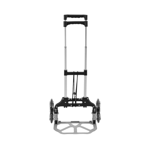 BMB Stair Climbing Foldable Hand Trolley - Folding Portable Hand Truck Push Cart, Lightweight Luggage Dolly with 6-Wheels, 70Kg/165lb Capacity and Adjustable Handle - for Travel, Shopping Use (Black)