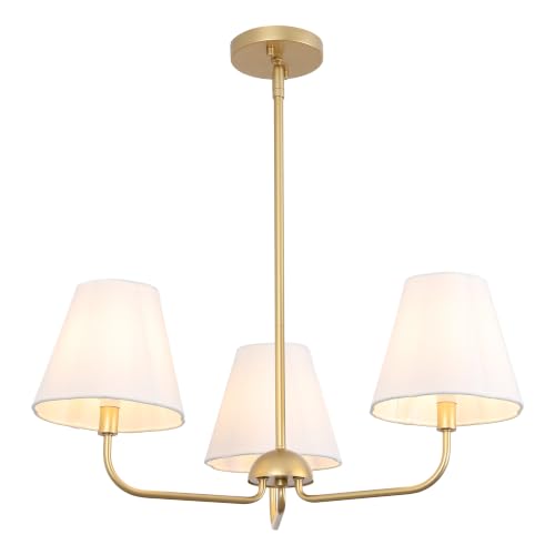 JONATHAN Y Pauline 20.5" 3-Light Chandelier, Gold Painting/White by JONATHAN Y - Used condition - US$114.61