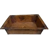 AMNA GARDENS Rustic Hammered Rectangle Fire Burnt Pure Copper Bath Kitchen Bar Prep Sink || Copper W