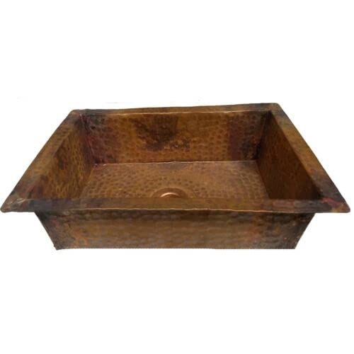 Amna Gardens Rustic Hammered Rectangle Fire Burnt Pure Copper Bath Kitchen Bar Prep Sink || Copper Wash Basin Countertop #TOP23