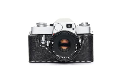 Housse moitié caméra LEICAFLEX en cuir véritable fait main noir