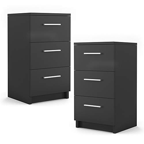 Nachttisch für Boxspringbett Vicco, Nachtkommode in Schwarz, 2er Set