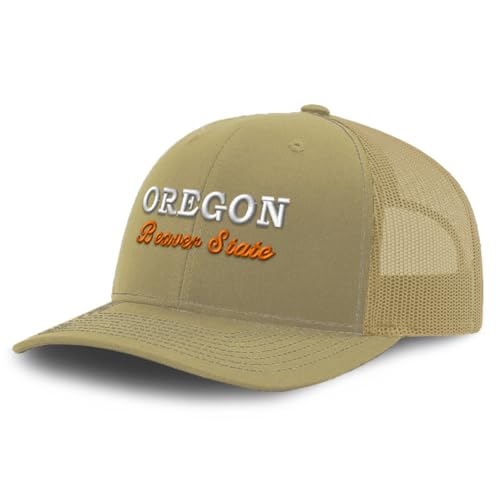 Trucker Hat Baseball Cap Oregon Beaver State Cotton Dad Hats for Men & Women Khaki