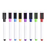 Riznpo Erasable Markers, Fine Tip Dry Ease Markers with Magnetic Eraser Cap, 8Pcs Mini Dry Erase Mar