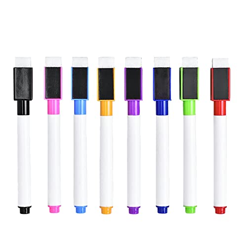 Riznpo Erasable Markers, Fine Tip Dry Ease Markers With Magnetic Eraser Cap, 8Pcs Mini Dry Erase Markers For White Board, Multi-Color & Erasable #TOP28