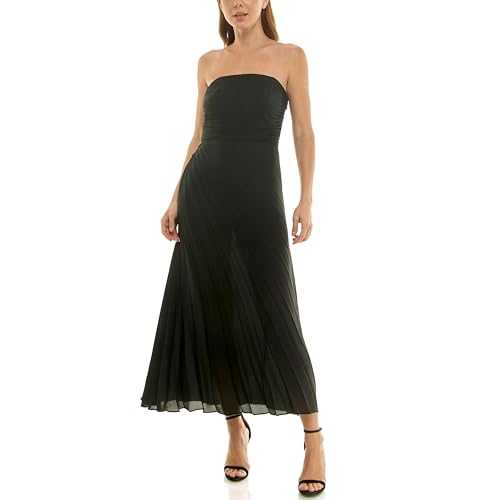 nicole miller dresses Women's Midi Dress Strapless Pleated Chiffon, Very Black, 8 at Amazon Women's Clothing store Opaque under layer What I've been wearing Size:Us Size 8 dec50