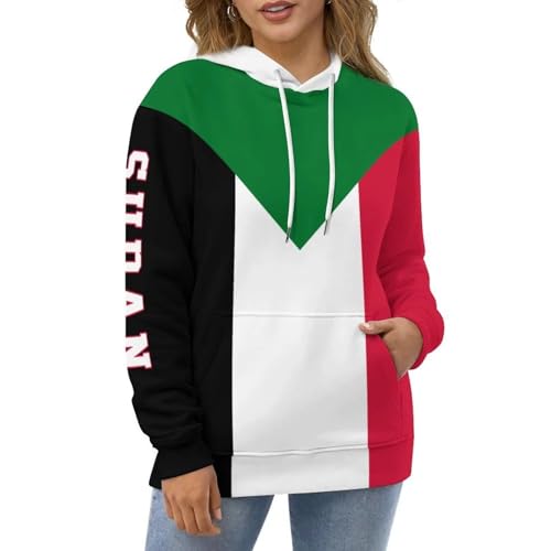 Sweat à capuche drapeau Soudan avec impression 3D thermique durable