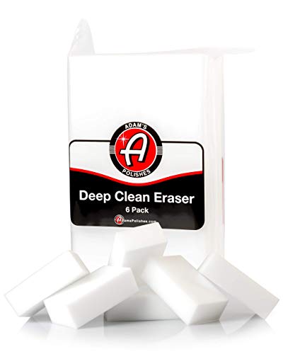 Adam’s Deep Clean Eraser (6 Pack) – Soft Abrasive Magic Car Interior Cleaner Foam Sponge for Leather, Vinyl & Plastic | Powerful Car Seat Cleaner Against Heavy Dirt | Motorcycle Boat RV Car Detailing