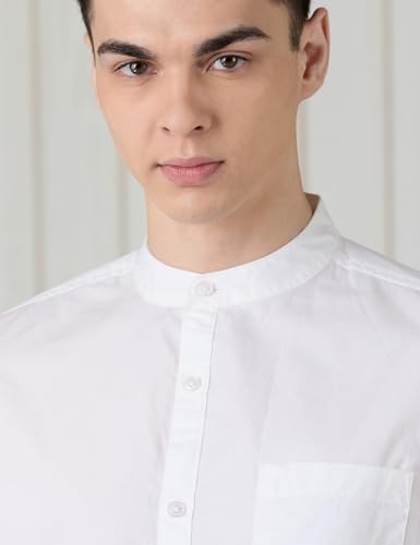 Image of Amazon Brand - Symbol Men's Cotton Shirt | Chinese Collar | Casual | Plain | Full Sleeve | Summer - Regular Fit (Available in Plus Sizes)