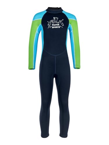 Sinleey Costume Intero in Neopren da Mm per Bambini con Zip Frontale Abbigliamento Termico per Nuoto Snorkeling E Surf Blu Navy 11-12 Anni