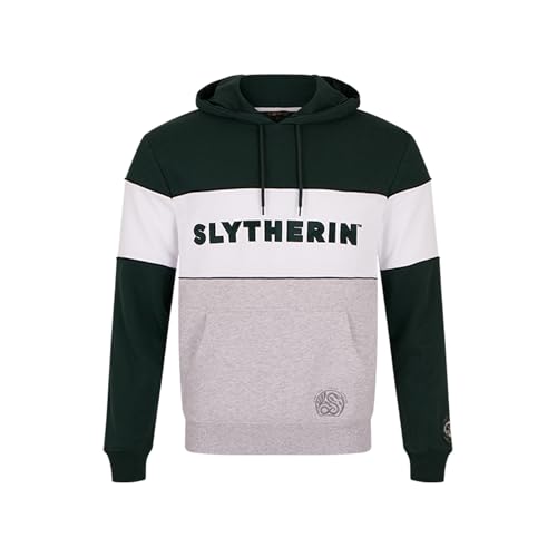 Image of Harry Potter Slytherin Hoodie, White, Grey & Green, Adult Large