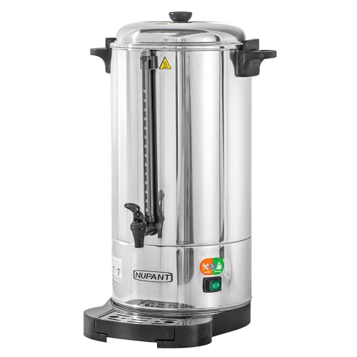 Image of NUPANT Commercial Coffee Urn 100 Cup /15L Coffee Dispenser with Upgraded Percolator, Double Wall 304 Stainless Steel Hot Water Urn Beverage Dispenser, Keep Warm Large Coffee Maker for Catering Party