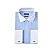 Year In Year Out French Cuff Wrinkle Free Dress Shirt for Men Regular Fit Long Sleeve Wrinkle Resistant Shirt(Blue White 172,M)