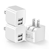 12W USB Wall Charger with Foldable Plug, 3-Pack 2.4A Dual-Port Power Adapter Mini Charging Block Cube Compatible iPad, iPhone 12 11 Pro Max XR/XS/X 8/7/6/6s Plus, Samsung, Moto, HTC＆ More(ETL Listed)