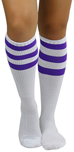 Image of ToBeInStyle Women's Premium Below Knee Athletic Socks w /Contrasting Wide Stripes