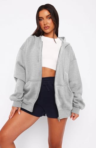 ATHMILE Womens Zip Up Hoodies Y2K Hoodies Long Sleeve Fall Oversized Sweatshirts Jacket with Pocket 2025 Winter Clothes3