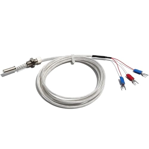 WZPM-201 End Face Thermal Resistance M8/M10 PT100 Temperature Probe Sensor 0.5~2m Cable Length Platinum Resistance(M10x1 Thread,Cable L 1m)
