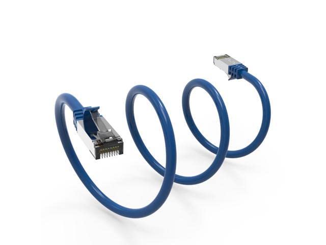 Nippon Labs Cable Ethernet Cat8 de 1 pie Serie Slim 2GHz, 40G, SFTP - Cable de conexión SFTP blindado de 40 Gbps 2000 Mhz, cable Cat8 RJ45 en pared,