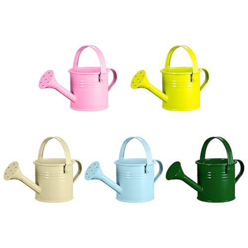 Yardwe 5PCS Watering Cans Kids Metal Watering Tin, Children Garden Watering Can Mini Watering Sprinkling Bucket for Garden Home Plants (Random Color), 16.00X7.50X7.50CM