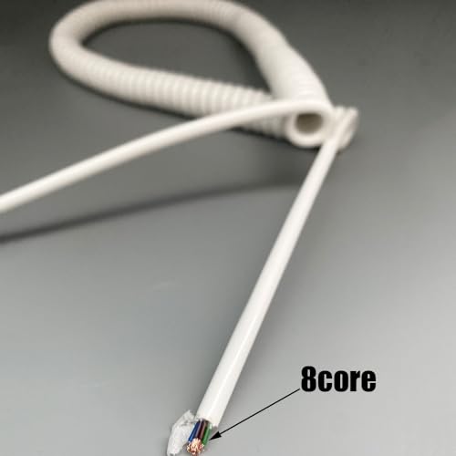 Cable de resorte blanco elástico para conectar señales múltiples sin enredos de cables 4